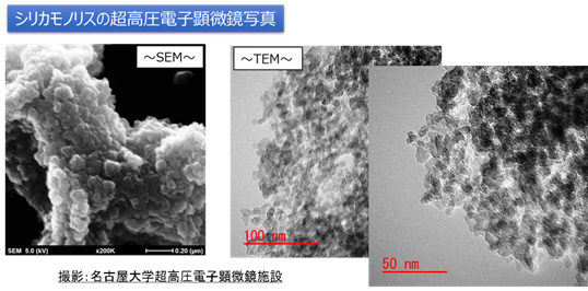 シリカモノリスの超高圧電子顕微鏡写真